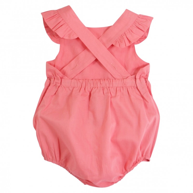 coral baby romper